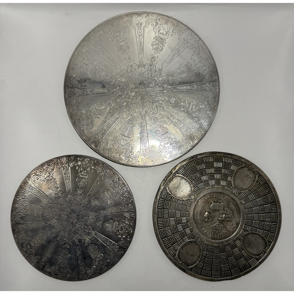 Vintage Silverplate Trivet Plates Lot‎ of 3 Gettysburg Battlefields